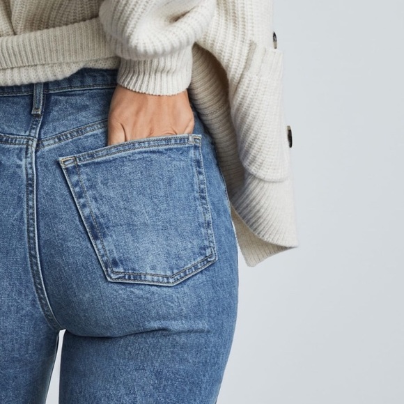 EVERLANE Original Cheeky High Rise Slim Straight Leg Ankle Denim Jeans 32 - Picture 3 of 14